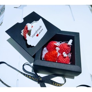 Hộp Quà Nến Thơm Hương Dâu Tealight Strawberry Sáp Đậu Nành Không Khói, Decor Trang Trí Làm Quà Tặng