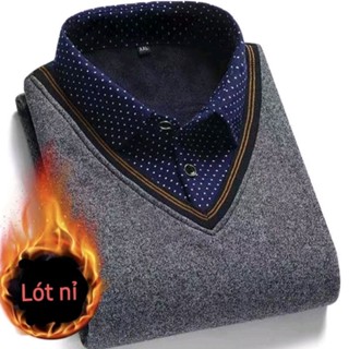 Áo Len Nam Cổ Sơ Mi Nỉ Mịn Ấm 40-100kg