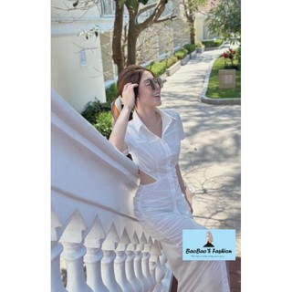 Đầm sơ mi khoét eo thanh lịch gợi cảm