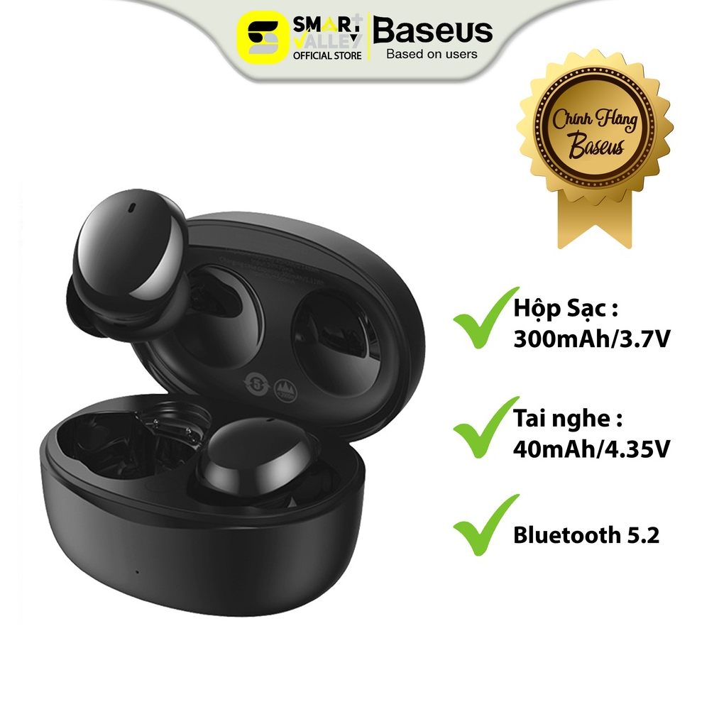 Tai Nghe Baseus E2 TWS Stereo - Tai Nghe Không Dây Bluetooth 5.2 - Thời gian nghe nhạc 5 giờ - Chống Nước IP55.