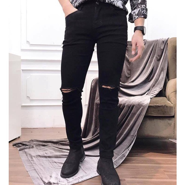 Quần jean dài nam ZARA  cao cấp hàng vnxk màu trắng rách gối chất dày dặn co giãn thoải mái form skinny cao cấp 702