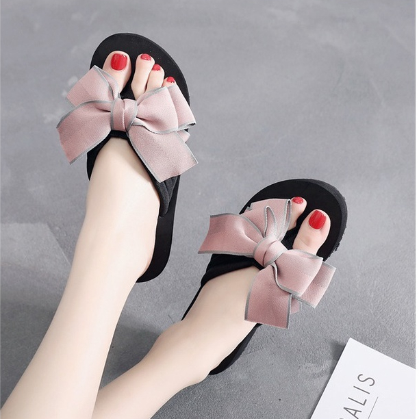 (MỚI 2023) Dép Tông Xỏ Ngón Nữ Đính Nơ Xinh Đế 3Cm Chống Trượt