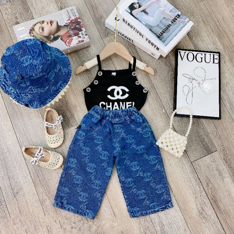 Set 3 chi tiết áo cotton quần xuông kèm mũ chất lừ bé gái