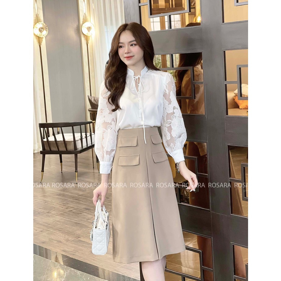 Chân Váy Midi Nâu Dài Qua Gối Dáng Suông Thời Trang Nữ Rosara CV12