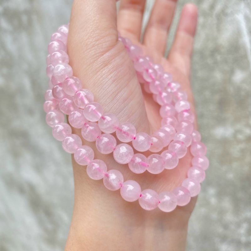 Vòng chuỗi quấn tay 3 vòng t.anh hồng 6 li