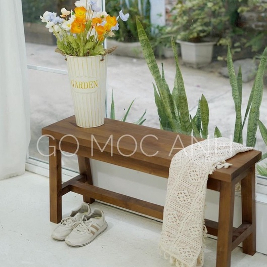 Ghế băng dài bằng gỗ tự nhiên dài 80cm, 1m, 1m2  để ban công, hành lang đi giày