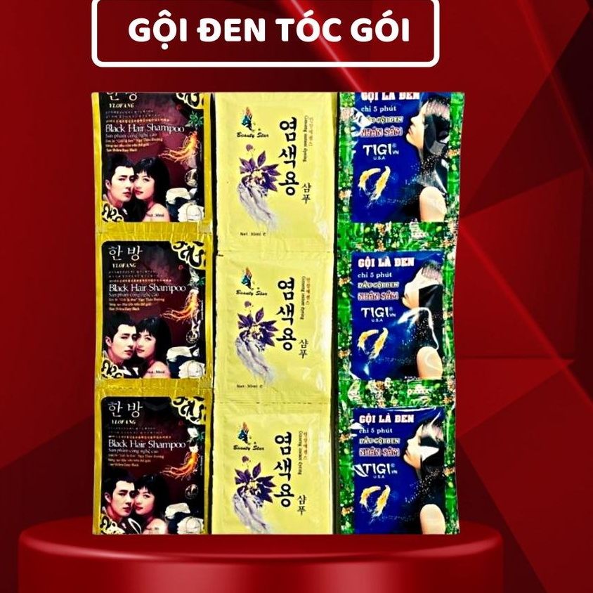 Dầu gội đen tóc nâu tóc 1 Gói 30ml Gội là đen tigi, nhân sâm Hàn Quốc gội nâu An toàn, dễ sử dụng, hiệu quả cao GD01