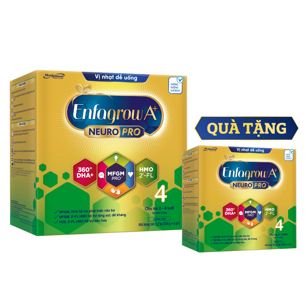 HSD: 08/2023 [Tặng 1 hộp 2.2kg cùng vị ] Sữa bột Enfagrow A+ Neuropro 4 Vị thanh mát – 2.2kg/hộp