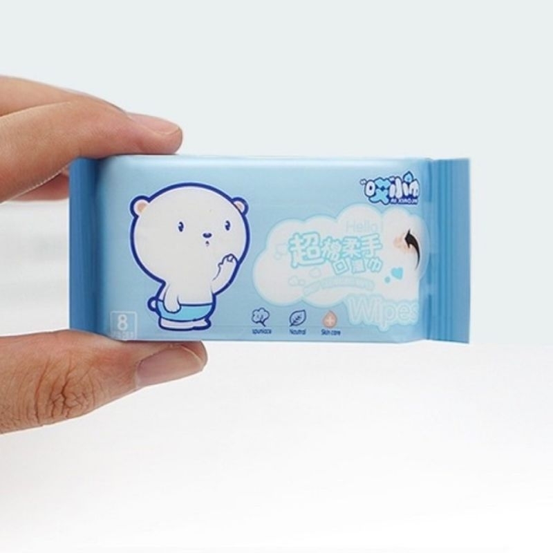 Lẻ Khăn Giấy Ướt Mini Lau Mặt gói nhỏ bỏ túi tiện lợi 1 gói 8 miếng