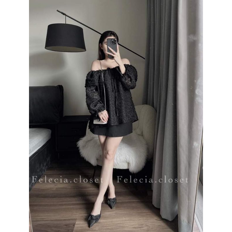 🌸🌸Áo trễ vai tơ lông bèo dài tay xinhh xỉu💯💯