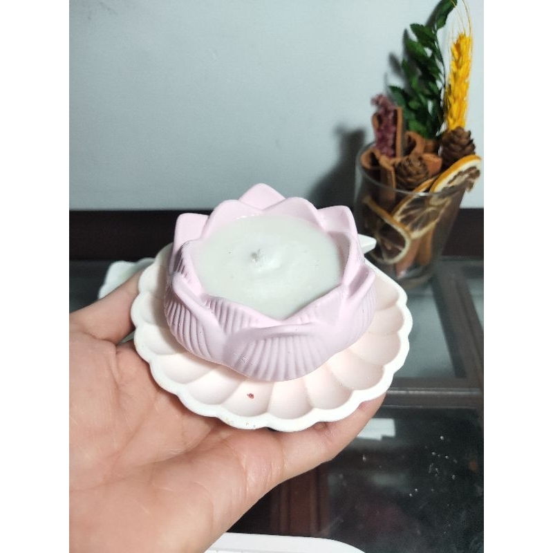 Nến Thơm Hoa Sen Sáp Đậu Nành Không Khói Handmade, Decor Trang Trí Phòng, Nến Thờ