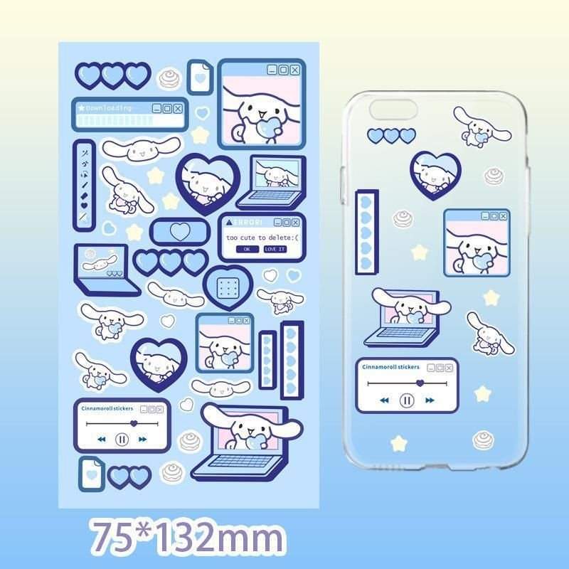 Sticker hình dán Sanrio Kuromi, Melody, Hellokitty, Cinamoroll, Pompompurin