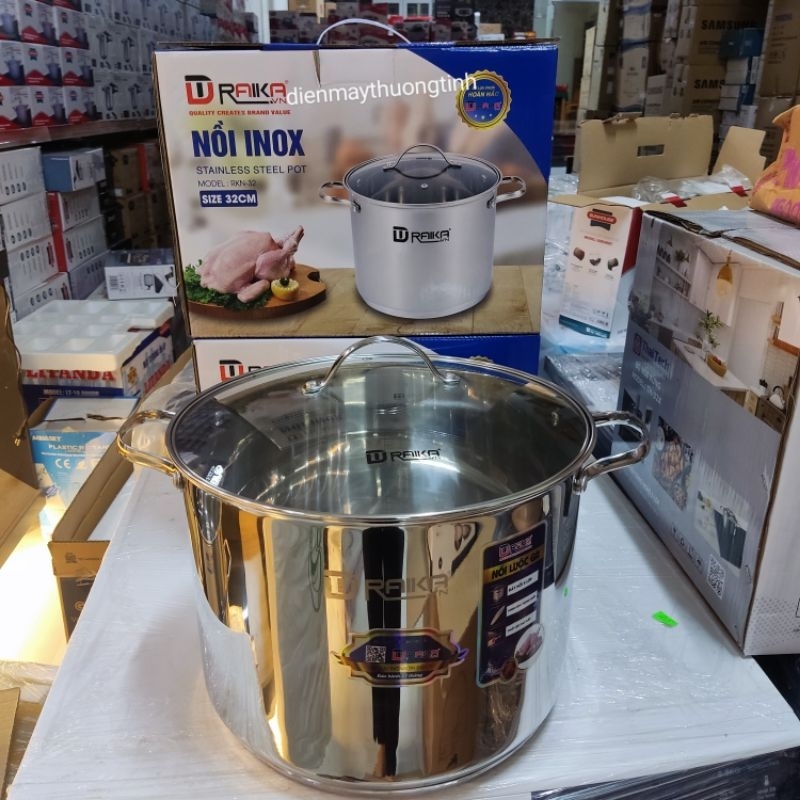 Nồi Luộc Gà 5 Đáy Raika Chất Liệu Inox Cao Cấp Đường Kính 32cm