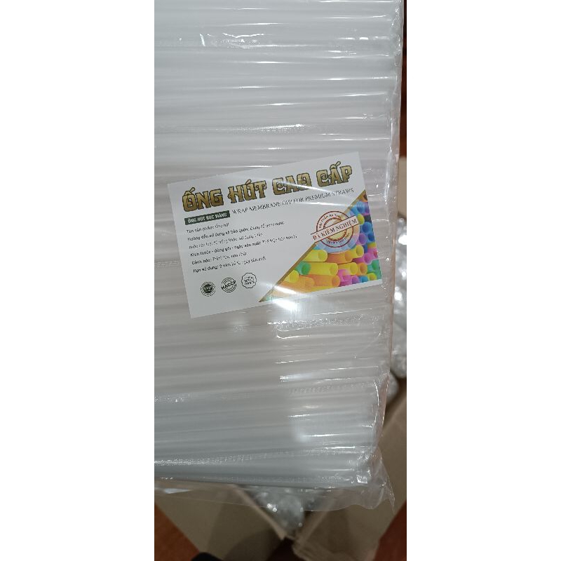 Ống hút trà sữa trân châu 500gam, màu trắng  có vỏ bọc riêng từng ống