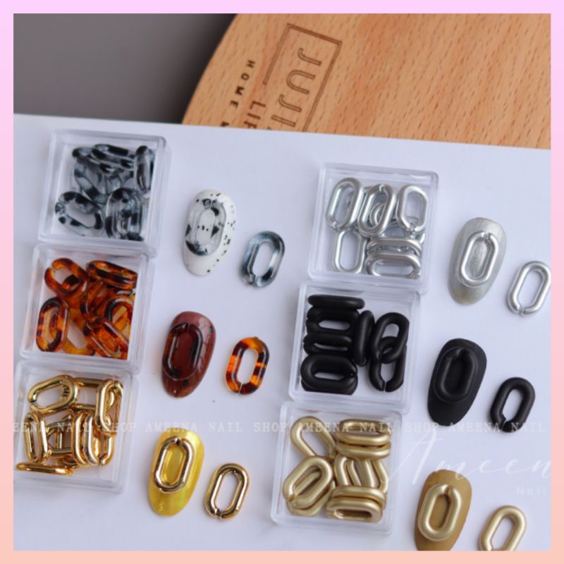 charm mắt xích trang trí móng tay