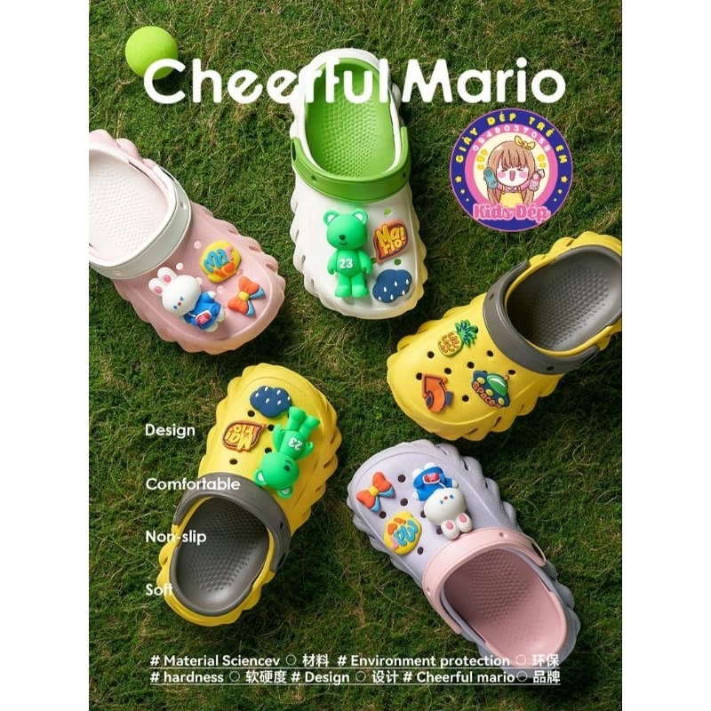 [Mẫu 2023]Dép sục Cheerful Mario LD-7866 cho bé trai gái 3-10 tuổi