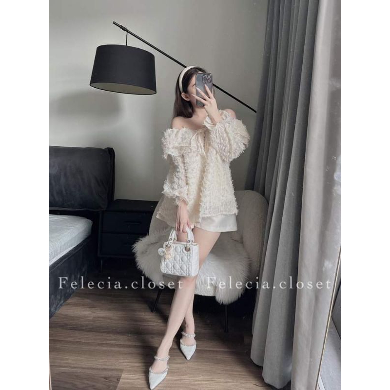 🌸🌸Áo trễ vai tơ lông bèo dài tay xinhh xỉu💯💯