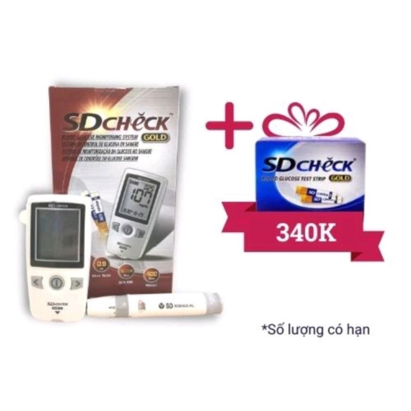 Máy thử đường huyết SD check gold - tặng kèm 50 que thử