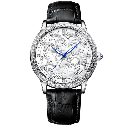Đồng Hồ Nam CRNAIRA  watch 2196 mã đáo thành công mặt chạm 8 con ngựa thiết kế sang trọng  dây da cao cấp