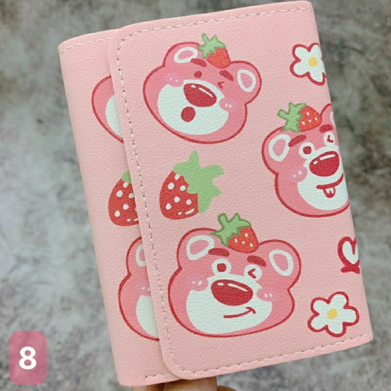 Ví nữ bóp nữ cầm tay gấu dâu gập 3