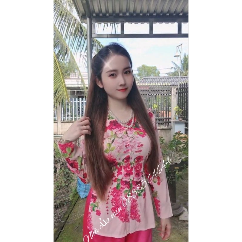 Bộ bà ba lụa in 4d, có tách áo lẻ