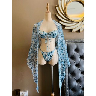 Sét bikini 3 mảnh độn nâng ngực kèm khăn von đi biển đẹp bikini sài gòn
