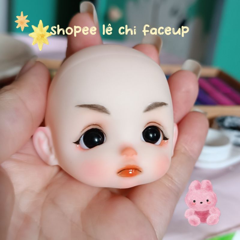 Head baboliy đã faceup, OB11 1/8 Fu theo yêu cầu, wig tóc riêng. Búp bê 1/8 16cm