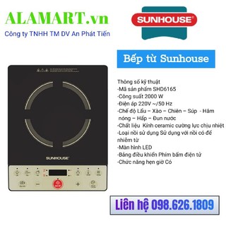 Bếp từ đơn sunhouse shd6165 2000w