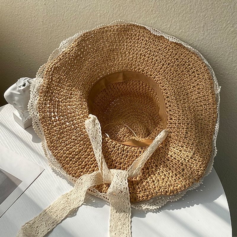 MŨ NÓN CÓI NỮ ĐI BIỂN VÀNH RỘNG TIỂU THƯ THỜI TRANG CAO CẤP CÓ DÂY BUỘC Q.M