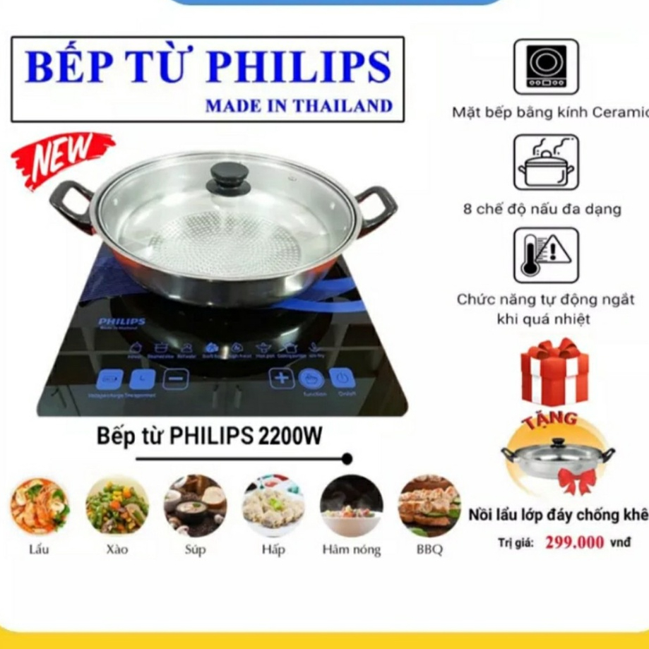 Bếp từ đơn cảm ứng Philips PL-28 tặng kèm nồi lẩu bảo hành 12 tháng . bếp từ cảm ứng ,bếp từ đơn ,bếp điện từ ,bếp từ