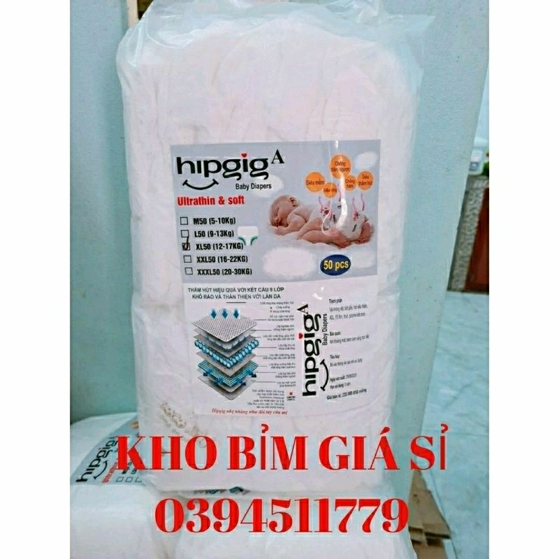 [freeship] 50 miếng  bỉm quần Hippig A size M ,L ,Xl ,2xl ,3xl,4XL