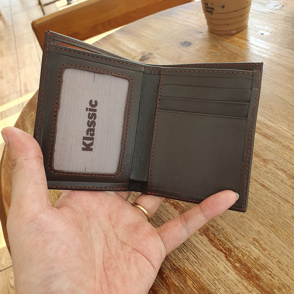 Ví Nam Da Bò Thật Nhỏ Gọn Dáng Đứng - Mini Classic - Có Khóa Kéo