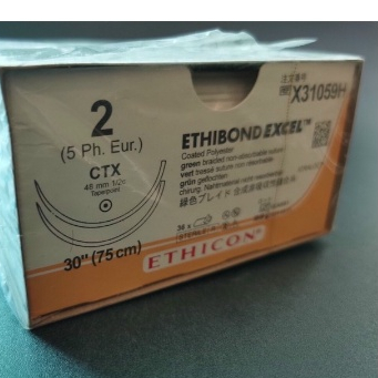 Chỉ Ethibond Excel 2/0 Hai kim tròn CTX (48mm 1/2c) 75cm X31059H