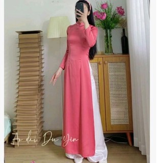 Áo Dài Truyền Thống Nhã trơn vải lụa cao cấp nhiều màu ★QA