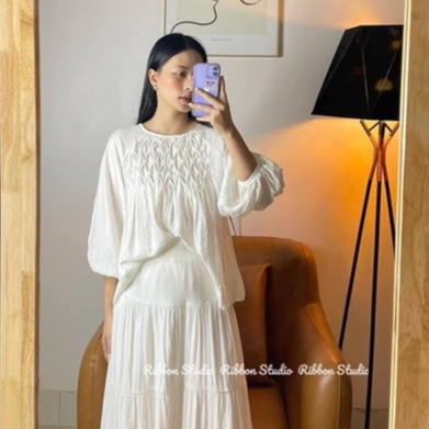 ( Ảnh thật) ( hàng sẵn) set áo chân váy thô mềm