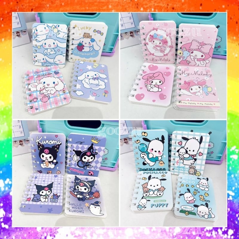 Sổ tay lò xo A7 - 160 trang melody, kuromi, cinnamoroll