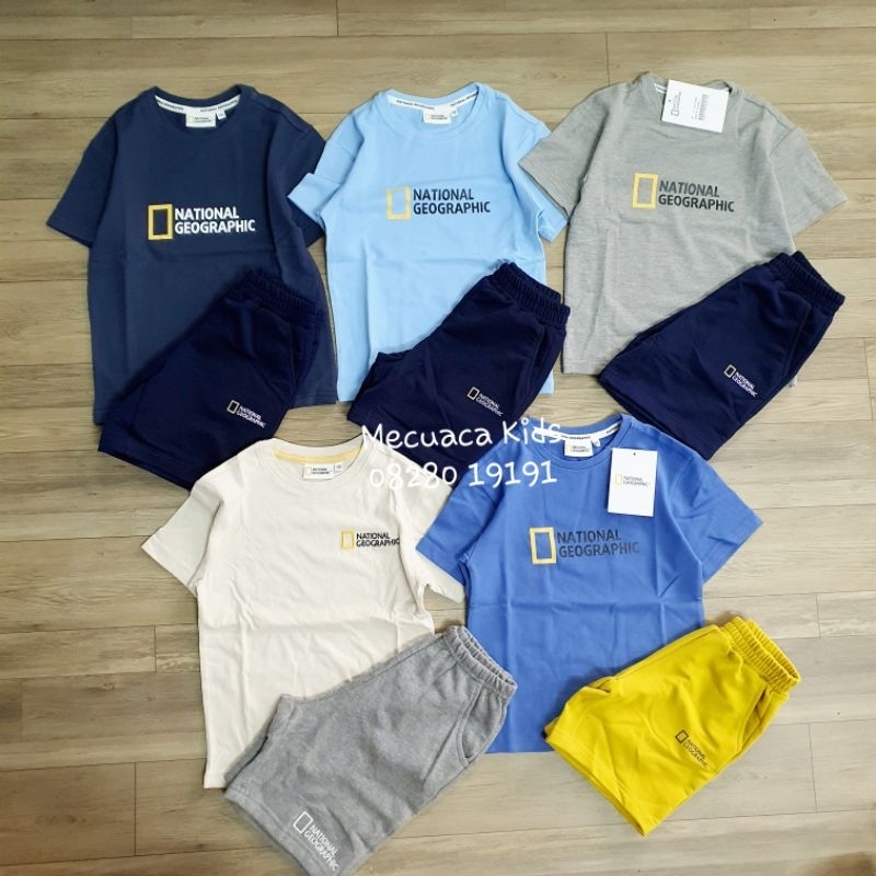 Bộ cộc tay thun cotton da cá dáng basic thể thao cho bé trai vải xuất