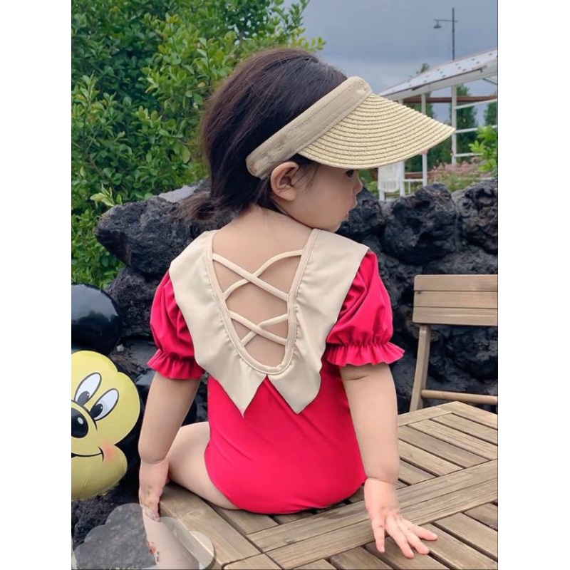 Bikini  cổ tiểu thư đan lưng tay bồng dễ thương bé gái