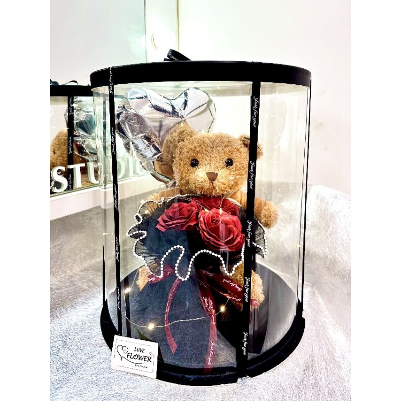 Hoa sáp và gấu bông 35cm. Hỏa tốc HN