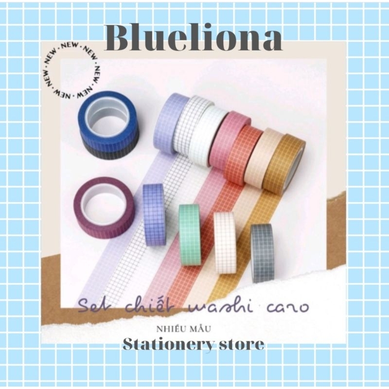 SET CHIẾT WASHI TAPE CARO NHIỀU MÀU (Vui lòng đọc lưu ý trước khi mua 🥰)