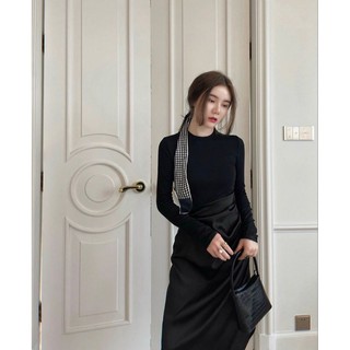 Set áo body tay dài và chân váy lụa dài 2M