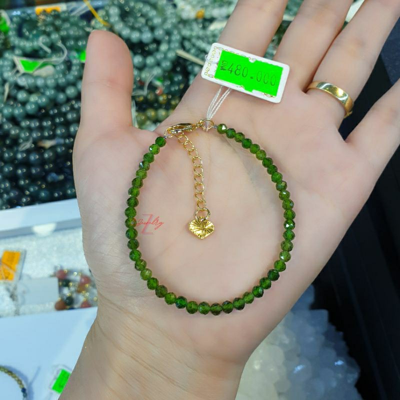 Lắc tay đá diop cắt giác hạt mini 4ly xinh