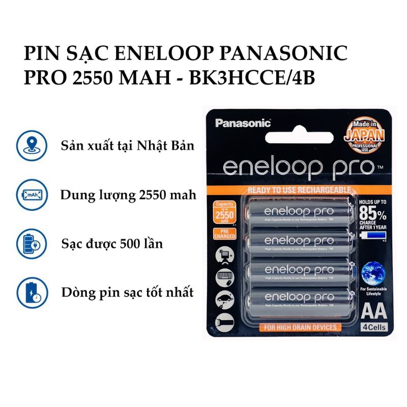 Pin sạc ENELOOP PANASONIC PRO 2550 MAH và 950MAH _ Loại AAA/AA