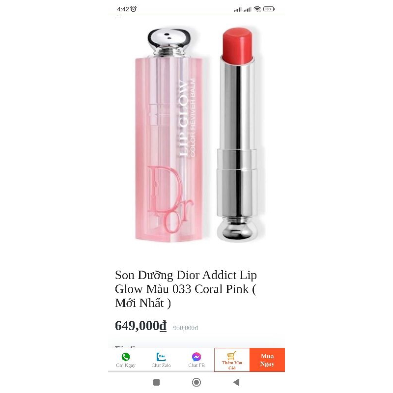 Son dưỡng Dio,r màu 033 mẫu 2022