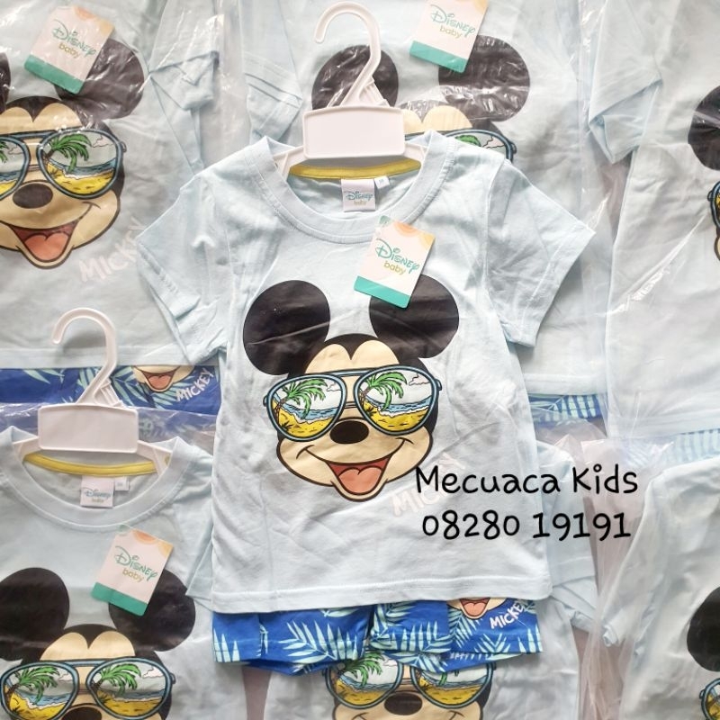 Bộ cộc tay cotton Mickey đi biển xuất dư xịn cho bé trai