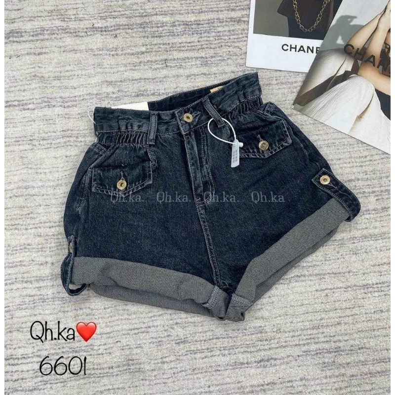 Quần sooc jeans chun sườn hàng QC L1