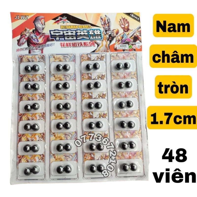 Vỉ 48 viên nam châm tròn đường kính 1,7cm
