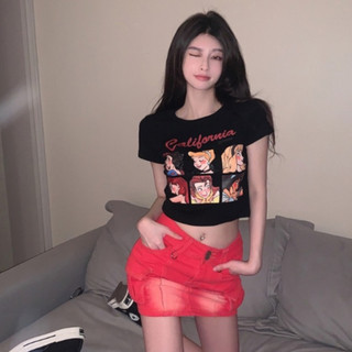Áo croptop nữ áo thun ngắn tay in hình các nàng công chúa hình cuối ảnh thật [A033]