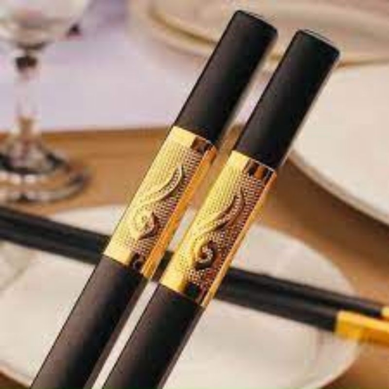Hộp 10 đôi đũa hợp kim mạ vàng cao cấp - Siêu bền, an toàn cho sức khỏe a2.ud