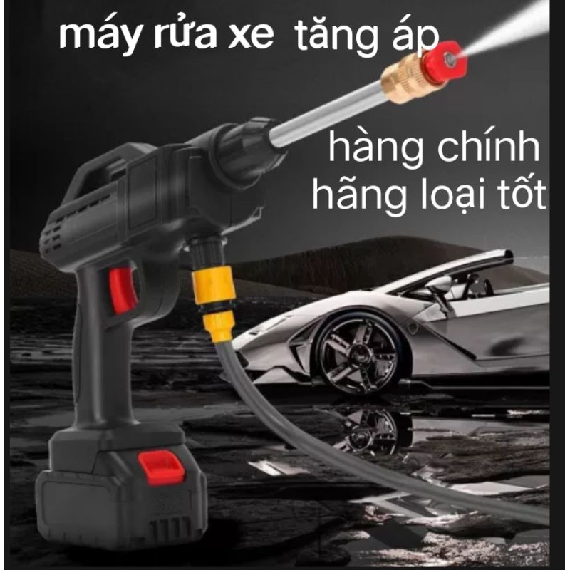 bộ máy rửa xe máy ôtô tăng áp sử dụng pin máy cầm tay cao cấp hàng chính hãng